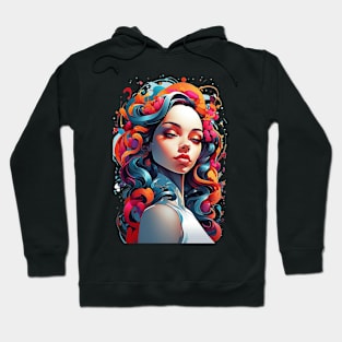 Women with Flowers in Her Hair: Blooming Beauty - Colorful Hoodie